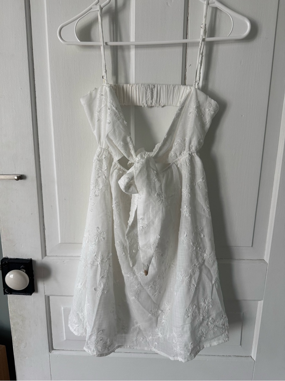 Princess Polly White Embroidered Tie-Front Mini Dress